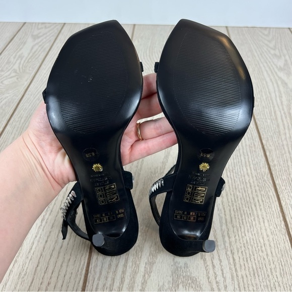 Stuart Weitzman Gemcut 100 Swarovski Crystal Sandals 39/8.5B Black Suede $650 - Picture 8 of 11